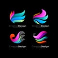 set wing logo with colorful style, abstract wing logos Royalty Free Stock Photo