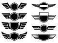Set of winged emblems. Design element for poster, logo, label, sign, t shirt. Royalty Free Stock Photo