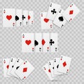 Set of winning poker hand of four aces playing cards. Vector