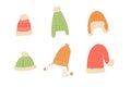 Set of winter or autumn hats flat design vector