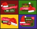 Set of Winter Badge Premium Quality Christmas Sale Royalty Free Stock Photo