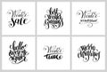 Set of winter black and white handwritten lettering inscription Royalty Free Stock Photo