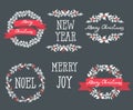 Set of winter christmas wreaths, design elements