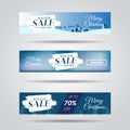 Set of winter design sale banners for advertising with sale text and snowflake background template.Season online discount Royalty Free Stock Photo