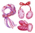 Set of winter girl accessories