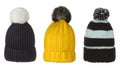 Set of winter hats with pompon Royalty Free Stock Photo