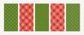 Set of winter holiday backgrounds in red, green colors. Vector patterns