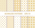 Set of winter holiday seamless patterns. Merry Christmas and Happy New Year. Collection of simple geometric textured Royalty Free Stock Photo