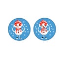 Set of winter holidays snowman. Cheerful snowmen in different costumes. Snowman chef, magician, snowman with candy and