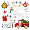 set of winter illustrations Royalty Free Stock Photo