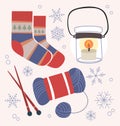 Set of Winter Items and Clothing Royalty Free Stock Photo