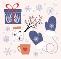 Set of Winter Items and Clothing Royalty Free Stock Photo
