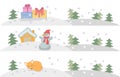 Set of winter landscape backgrounds. Christmas and New Year horizontal banners, vector Royalty Free Stock Photo