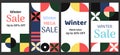 Set of winter sale posters. Template for social media, banner, poster, flyer. Vector illustration Royalty Free Stock Photo