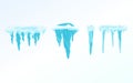 Set of winter snow icicles, snowballs. Christmas snowflakes, decorations, snowdrift. Royalty Free Stock Photo