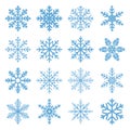 Set Winter Snowflake isolated on white