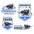 Set of winter snowmobile emblems, badges and icons.