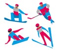 Set of winter sports figures. Magento blue sport uniform