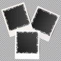 Set of winter white photo frames with shadows Royalty Free Stock Photo