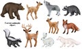 Set of winter woodland animals, forest cute characters clipart