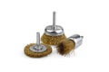 Set of wire brushes crimped steel for angle grinder isolated on white background.