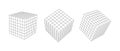 Set of wireframe cube from different sides. Vector abstract geometric 3D objects. Technology block chain network connection Royalty Free Stock Photo
