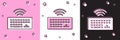 Set Wireless computer keyboard icon isolated on pink and white, black background. PC component sign. Internet of things Royalty Free Stock Photo