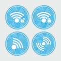 Set of wireless icon on polygon background. Abstract geometric background