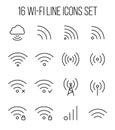 Set of wireless icons in modern thin line style.