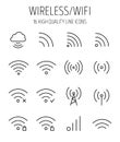 Set of wireless icons in modern thin line style.