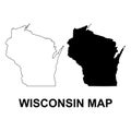 Set of Wisconsin map shape, united states of america. Flat concept icon symbol vector illustration