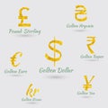 Set wit Seven Popular World Currencies Royalty Free Stock Photo