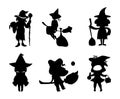 Set of witch flat isolated silhouettes vector Royalty Free Stock Photo
