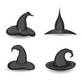 set of witch hat on white background isolated