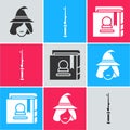 Set Witch, Magic wand and Ancient magic book icon. Vector Royalty Free Stock Photo