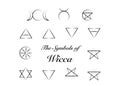 Set of Witches runes, wiccan divination symbols. Ancient occult symbols, isolated on white. Vector illustration. Royalty Free Stock Photo