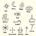 Set of Witches runes, wiccan divination symbols. Ancient occult