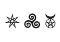 Set of Witches runes, wiccan divination symbols. Ancient occult symbols, isolated on white. Vector illustration. Royalty Free Stock Photo