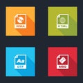Set WMA file document, HTML, OTF and MSG icon. Vector Royalty Free Stock Photo