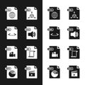 Set WMA file document, XML, HTML, OBJ, MOV, JS, and PPT icon. Vector Royalty Free Stock Photo