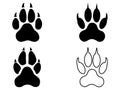 Set of Wolf Paw silhouette vector art