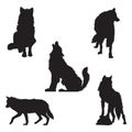 set of wolf silhouettes. Vector illustration decorative design Royalty Free Stock Photo