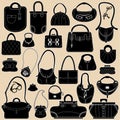 Set of woman bags and handbags. Royalty Free Stock Photo