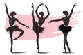 Set of Woman ballerina, ballet logo icon for ballet school dance studio vector illustration