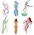 Set Woman Body Icons - Nature, Sports and Fitness Vector Illustration