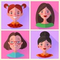 Set of woman characters in flat design style. Vector illustration. Royalty Free Stock Photo