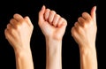 Set of woman clenched fist. Concept of unity, fight or cooperation Royalty Free Stock Photo