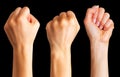 Set of woman clenched fist. Concept of unity, fight or cooperation Royalty Free Stock Photo