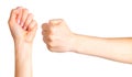 Set of woman clenched fist. Concept of unity, fight or cooperation Royalty Free Stock Photo