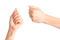 Set of woman clenched fist. Concept of unity, fight or cooperation Royalty Free Stock Photo